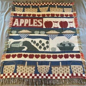 Vintage Crown Crafts Country Apples Pie Themed Throw Blanket Afghan